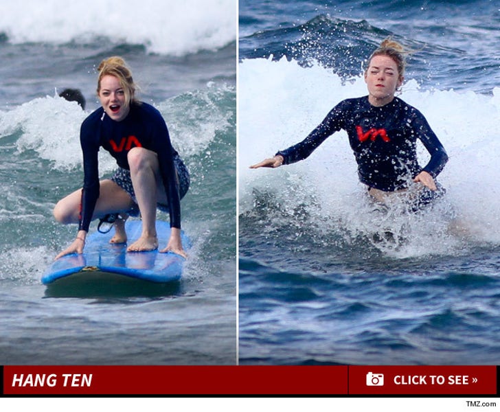 Emma Stone Surfing Photos -- Wipe Out!