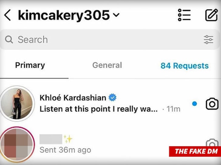 Fake DM between Khloe Kardashian and Kimberly Alexander