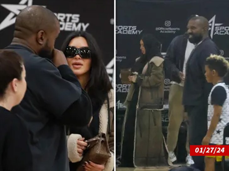 Kim Kardashian and Kanye West Attend Saint's Basketball Game
