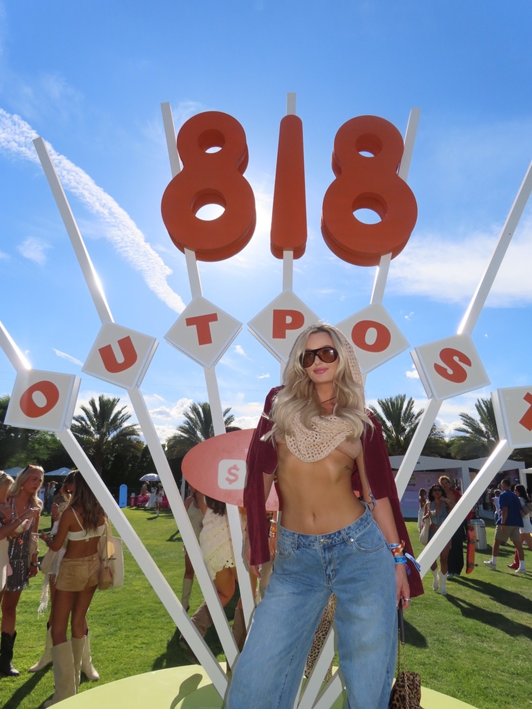 Love Is Blind and Perfect Match star Micah Lussier in SOJOS sunglasses at the 818 outpost