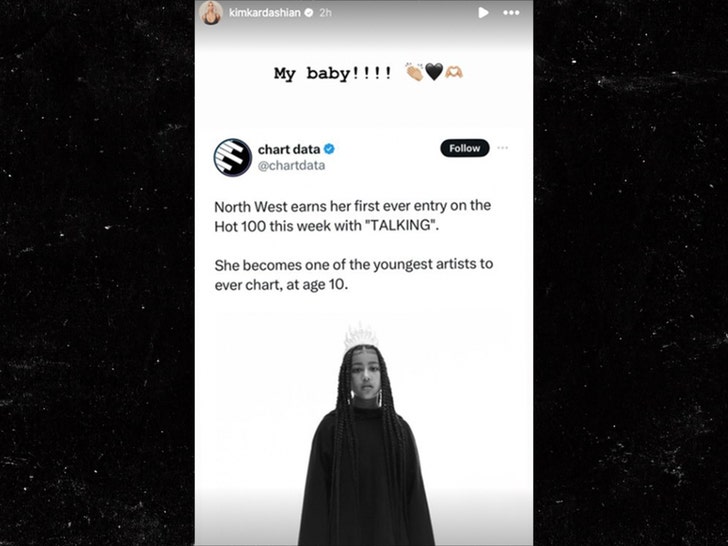 Kim Kardashian's instagram post of citing North West being the youngest artist to ever make a music chart.