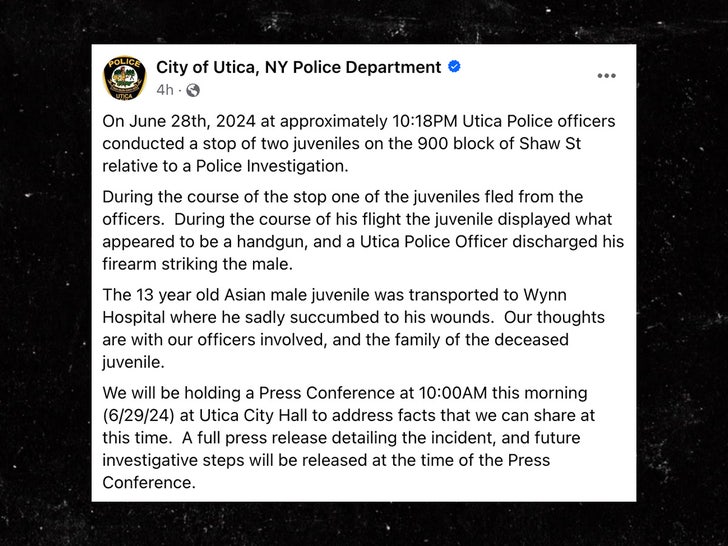 Utica City Police Statement