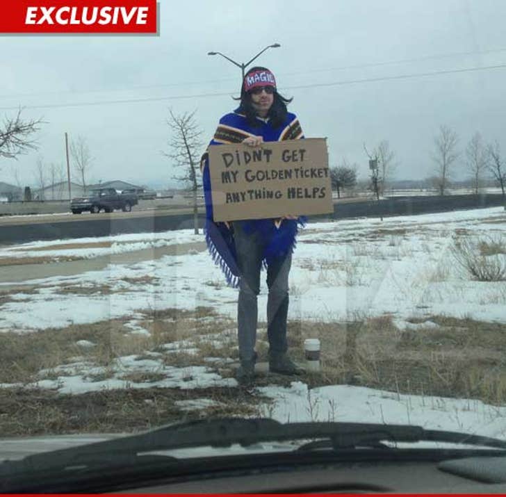 American Idol' Reject Magic Cyclops Panhandling on the Highway -- :: 0207-idol-guy-wm-ex