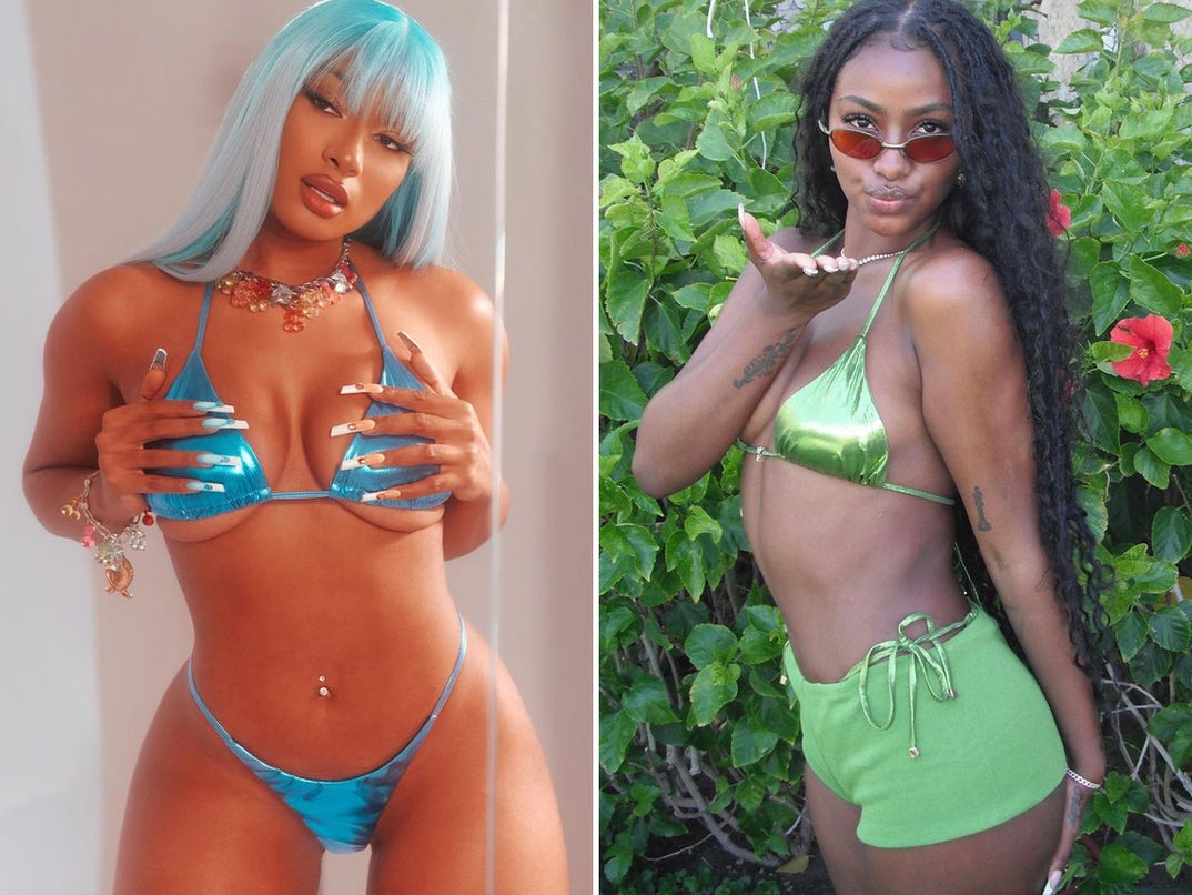 Megan Thee Stallion vs. Justine Skye -- Metallic Bikinis Edition