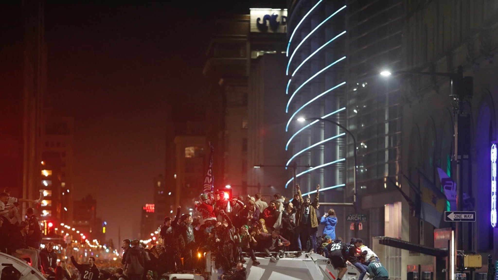 Eagles Fans Hit the Streets of Philadelphia after Super Bowl Win