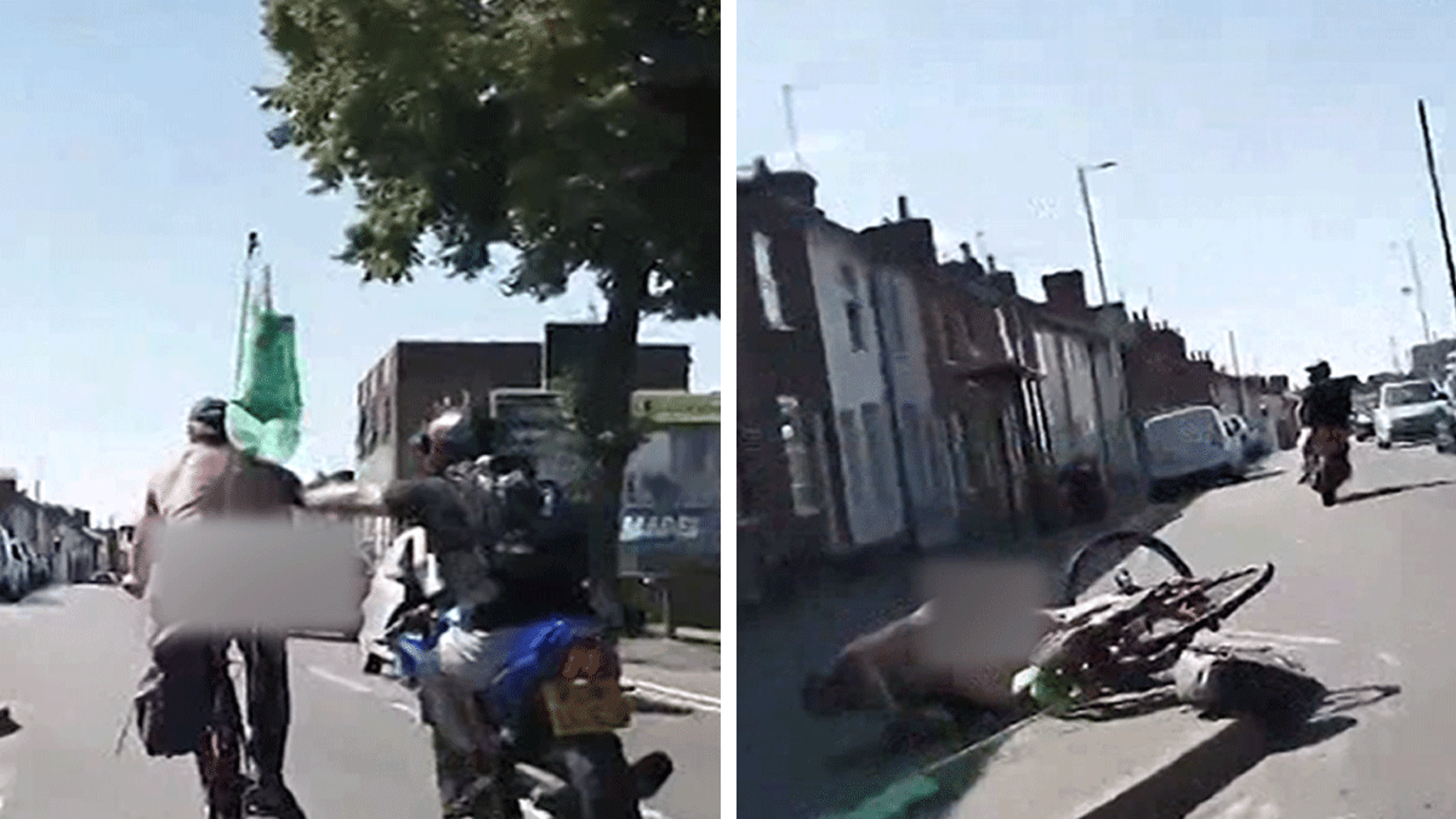 Naked Cyclist Crashes After Shove From Man on Motorcycle, on Video Naked Cyclist Crashes After Shove From Man on Motorcycle, on Video