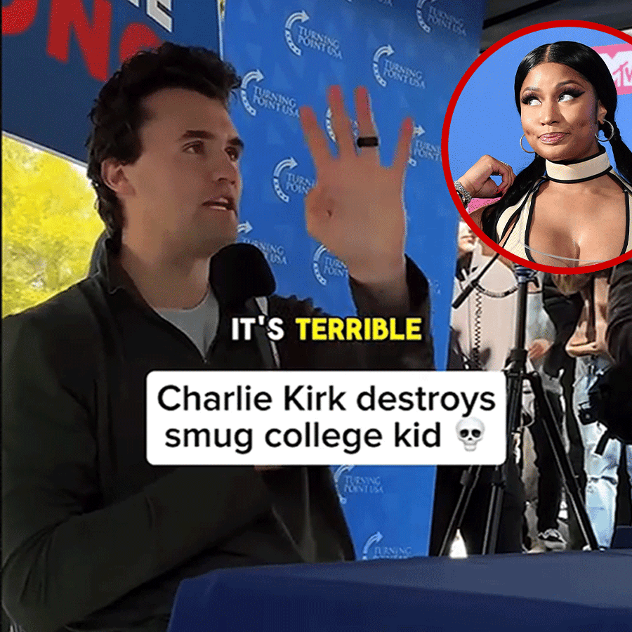 Charlie Kirk nói Nicki Minaj không phải là một hình mẫu tốt trong một video được đăng tải lại.