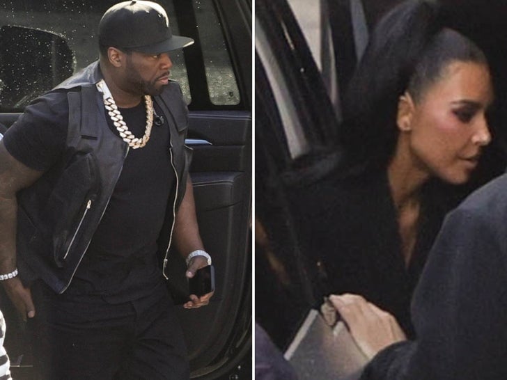 Kim Kardashian And 50 Cent On The Set of 'The Fifth Wheel'