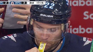 NHL's Mark Letestu Crushes Mustard Packet on Bench During Game