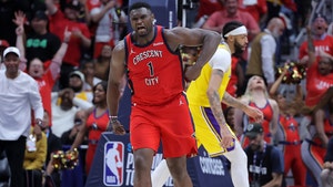 Zion Williamson #1 of the New Orleans Pelicans reacts