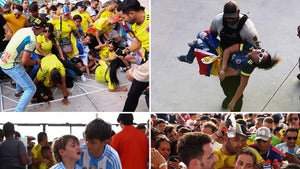 Fans Crowd And Fight Their Way Through The Gate And Police At The Copa America Finals In Miami