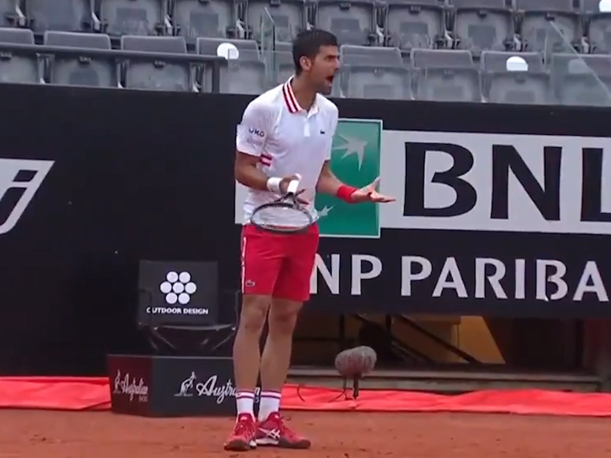 Novak Djokovic engaged in furious row with umpire in Italian Open loss