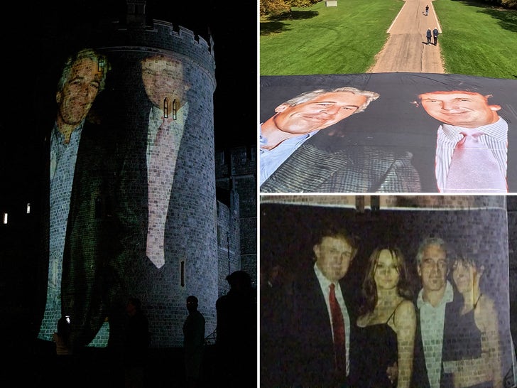 Donald Trump And Jeffrey Epstein Pictures Projected At Windsor Castle