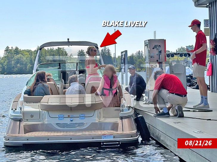 Blake Lively Enjoys Boat Day with Kids on Canadian Lake 2