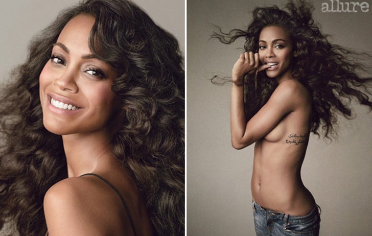 Zoe Saldana Flashes Tattoo Of Husbands Face While Topless Video   Hollywood Life