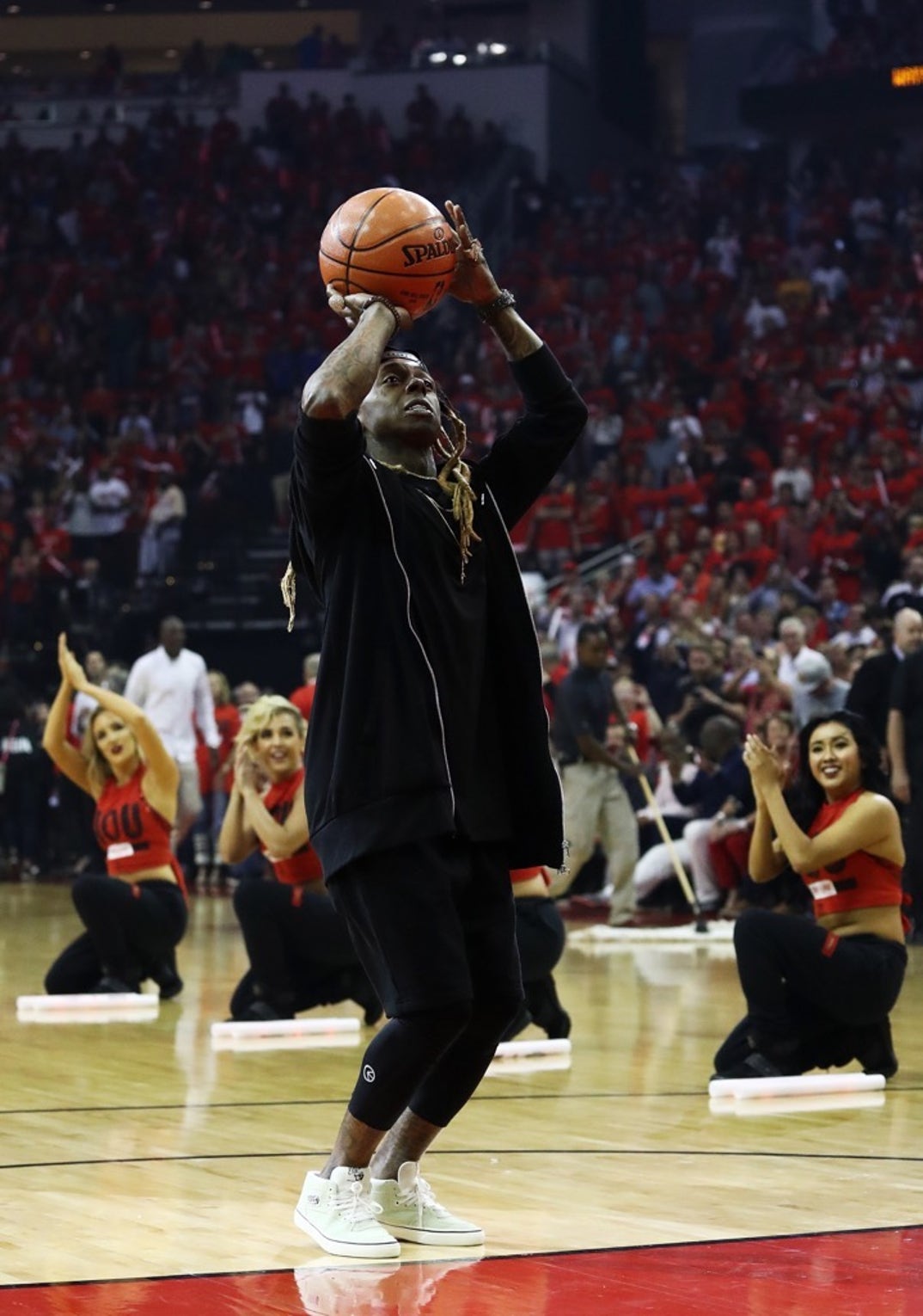 Lil Wayne & Travis Scott Courtside For Rockets/Warriors Beatdown