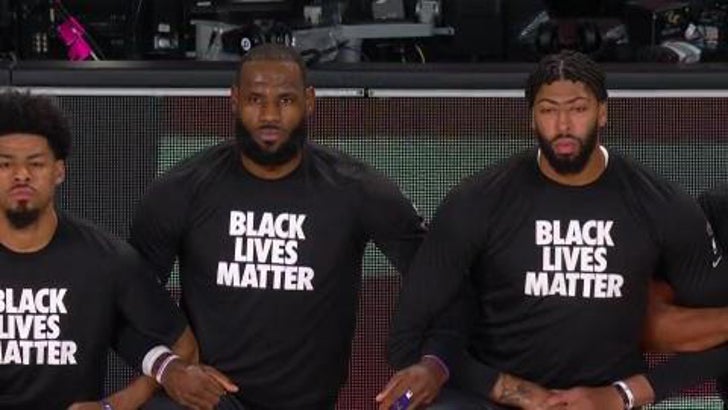 LeBron James and all his Lakers teammates participated in the kneeling demonstration during the anthem before they tipped off against the LA Clippers.