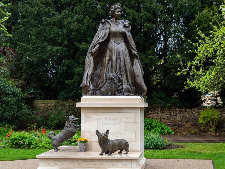 Queen Elizabeth II Statue Unveiled With Her Corgis