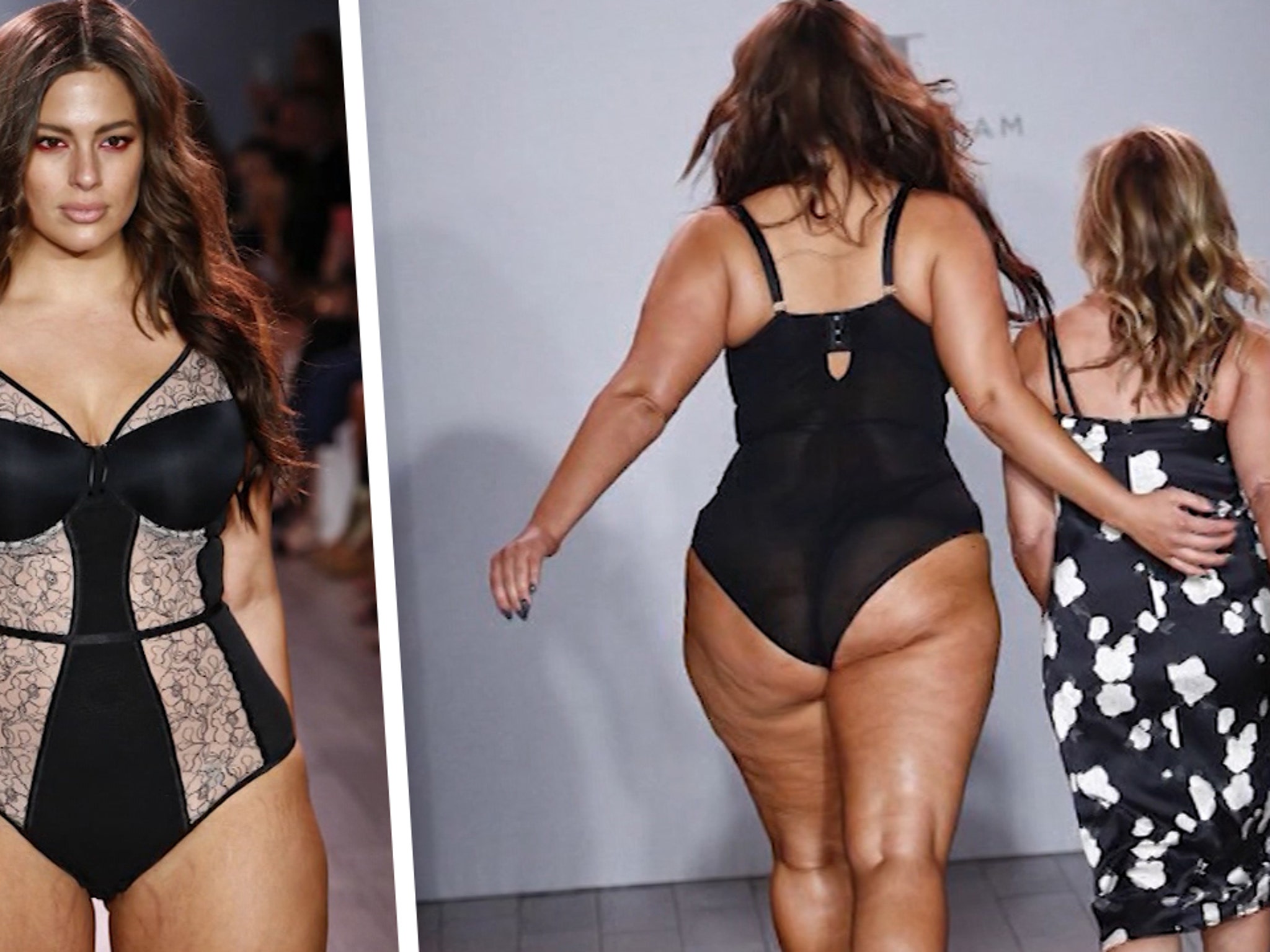 World's Sexiest Woman Ashley Graham shows off legs in black panties in  behind-the-scenes video from fashion show