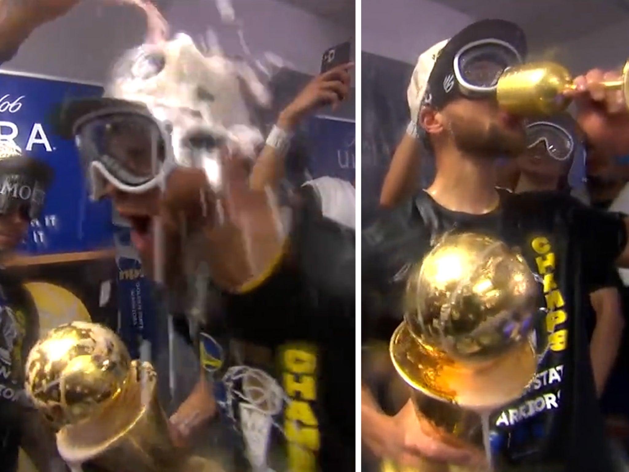 Steph Curry Celebrates NBA Title By Slugging Champagne, Calling Out Critics