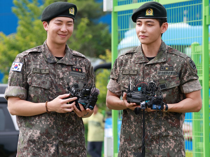 BTS Members RM and V Greeted by Fans After Military Discharge