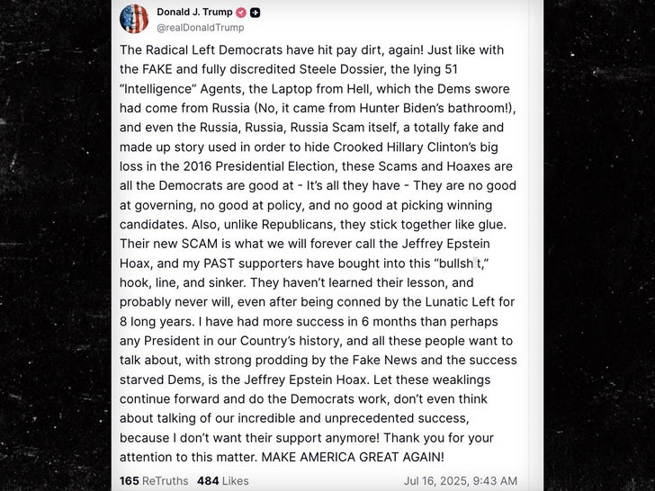 donald trump epstein hoax truth social sub blur