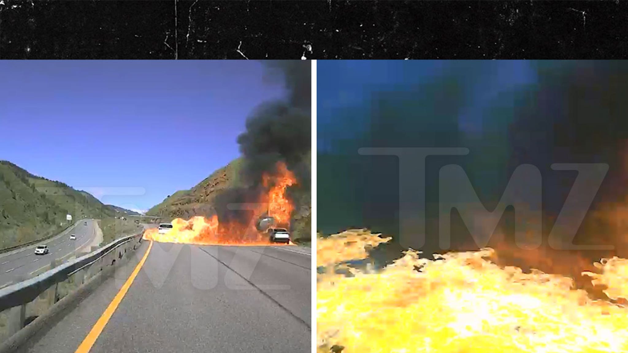 Driver in Colorado Drives Through Massive Fireball After Tanker Crash Captured on Dashcam Video