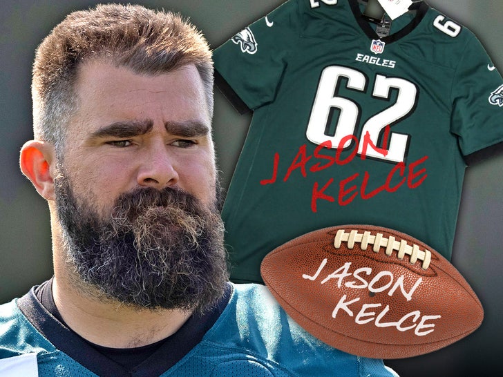 jason kelce komposit merch utama getty ebay palsu yang ditandatangani.