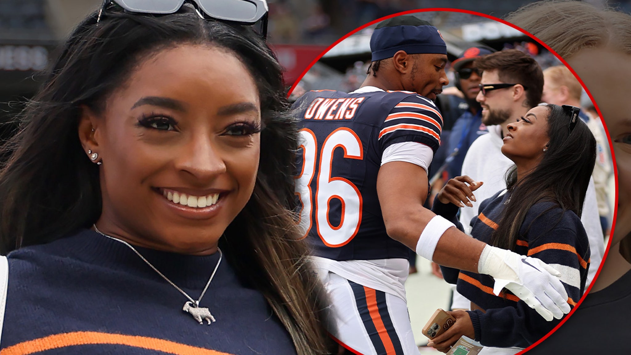 Simone Biles Cheers on Husband Jonathan Owens, Wearing Bears Gear