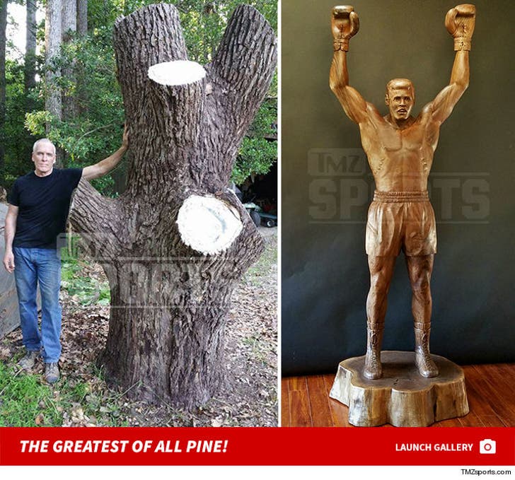 Muhammad Ali Wood Statue -- Greatest of All Pine!