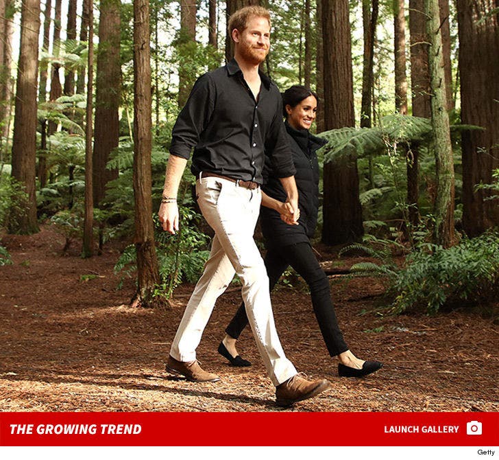 Pregnant Meghan Markle Walks in New Zealand Redwoods with Prince Harry