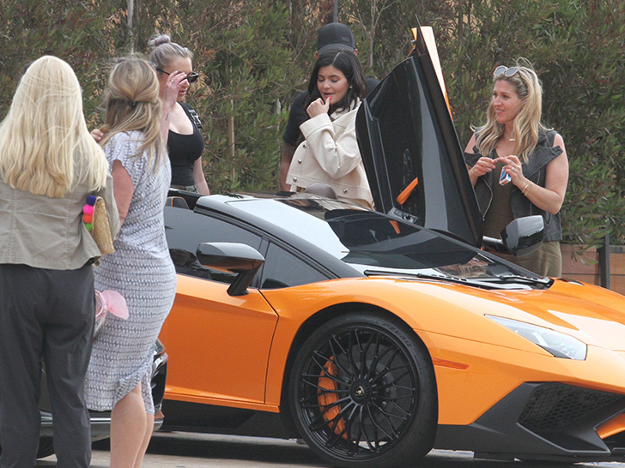 Kylie Jenner Getting Out of a Lamborghini Aventador Roadster March