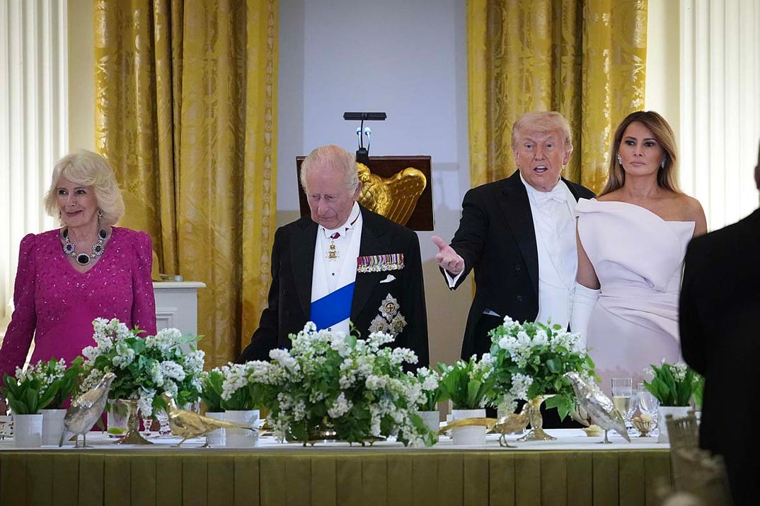 Queen Camilla and King Charles and Donald Trump and Melania Trump