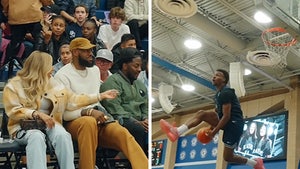 LeBron James Watches Sons Put On Dunk Show At H.S. Event
