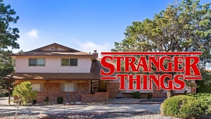 The Byers Family House From Stranger Things With The Show's Logo