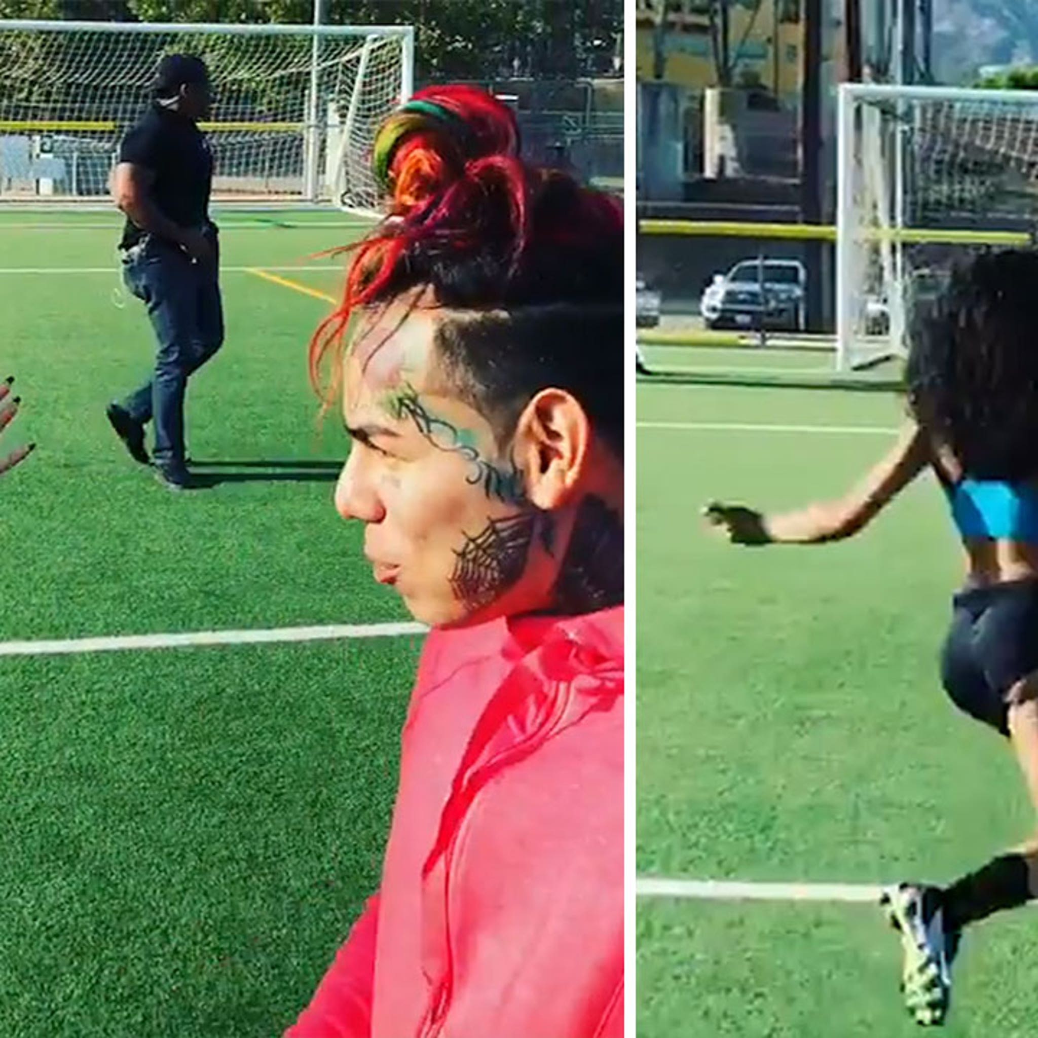 Tekashi69 Wrecked By Model Brittany Renner in Soccer Shootout