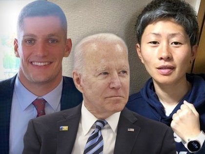 Carl Nassib, Kumi Yokoyama and Joe Biden