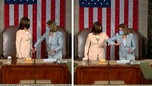 VP Kamala Harris, Speaker Nancy Pelosi Elbow Bump In Historic Moment
