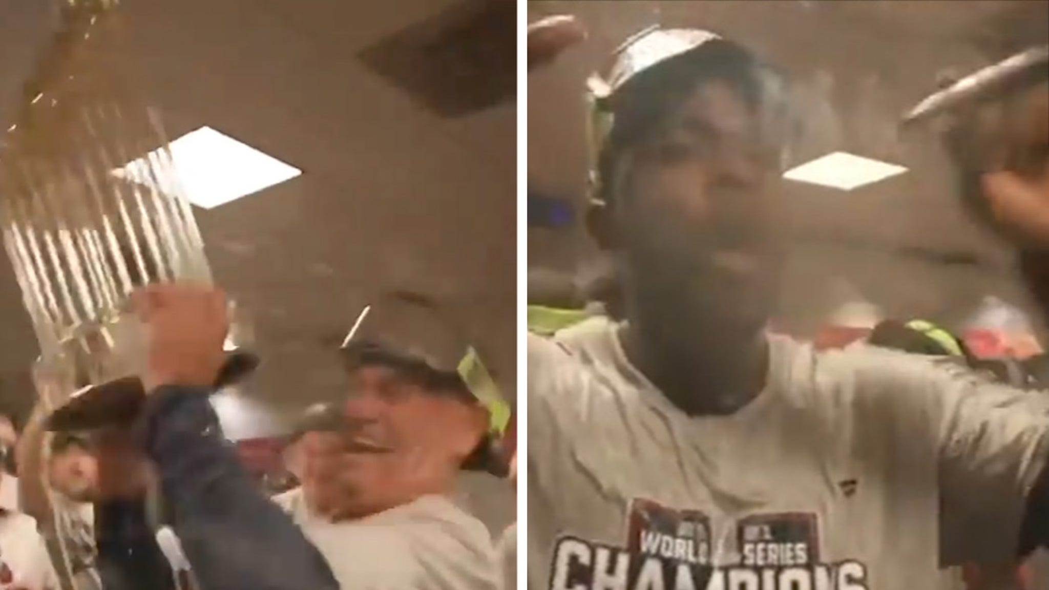 Brian Snitker leads Atlanta Braves' locker room celebration after World  Series win