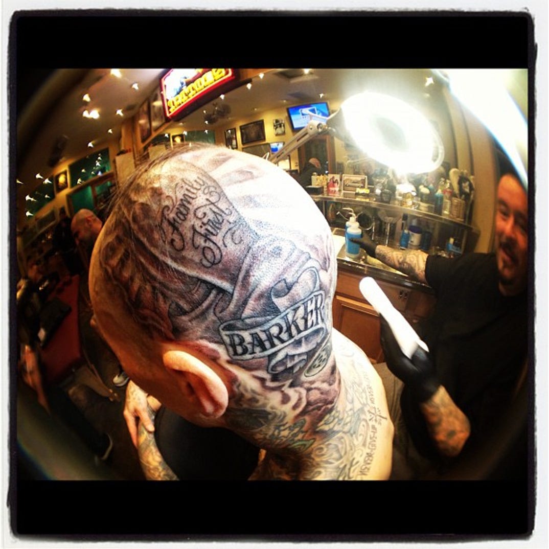 head tattoos travis barker