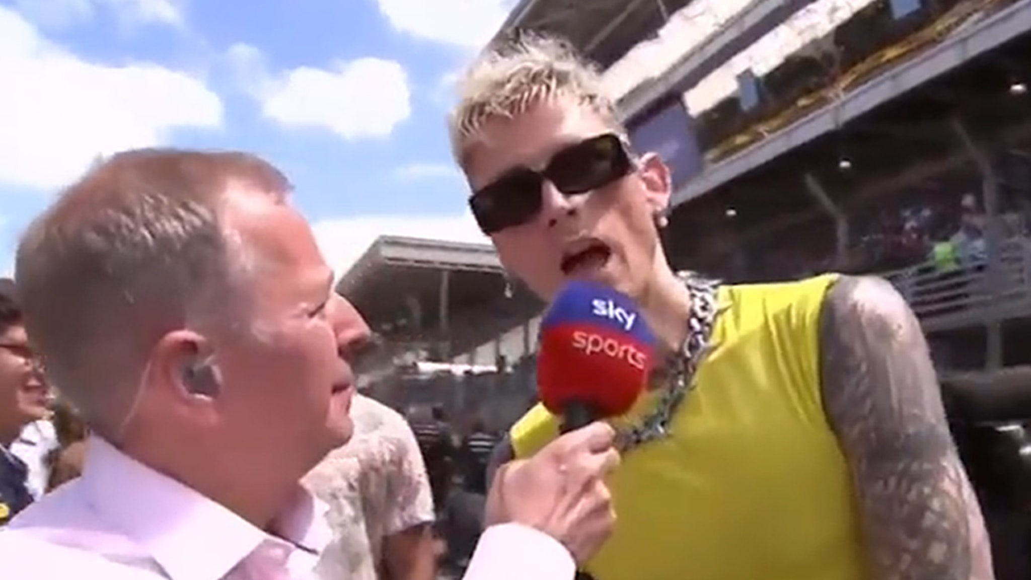 Machine Gun Kelly Does Awkward Interview with F1’s Martin Brundle