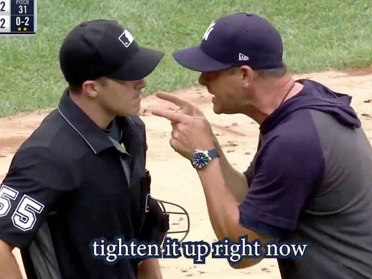 WATCH: Aaron Boone gets aggressive after a call by the umpire