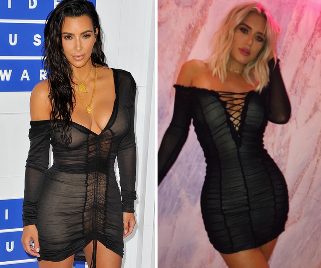 Kim Kardashian (36) vs. Stassie Karanikolaou (19) -- Sheer LBD Edition