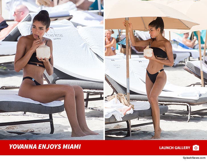 Yovanna Ventura Hangs in a Bikini Sipping Coconut Drink in Miami