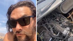 Jason Momoa's Car Breaks Down, Shirtless On Side of Road