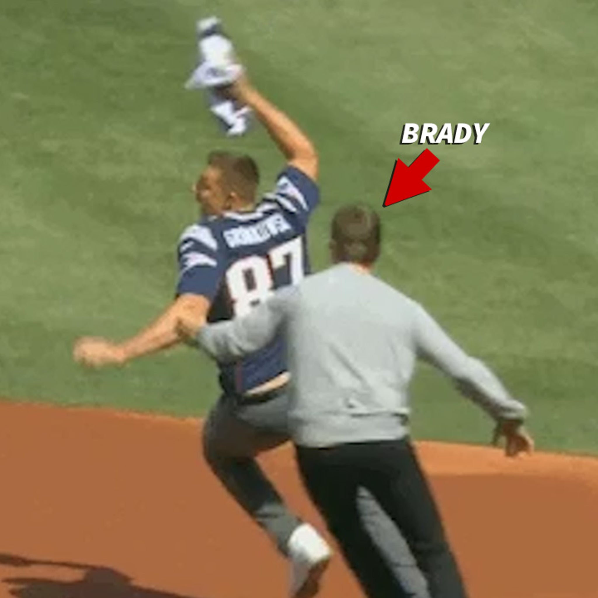 Rob Gronkowski steals Tom Brady's jersey at Fenway