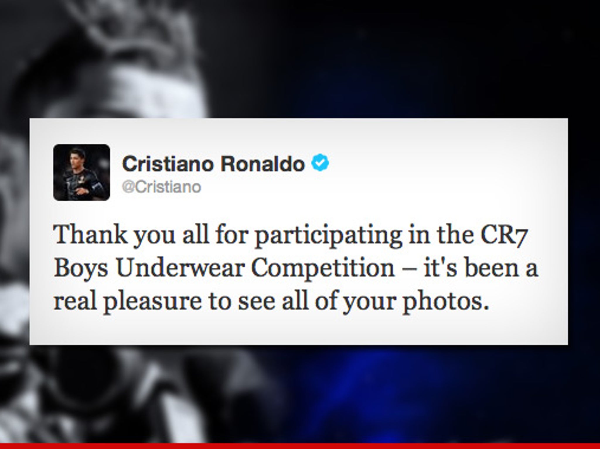 Cristiano Ronaldo -- Thanks Kids for Sending Him PICTURES in Boys Underwear  Competition