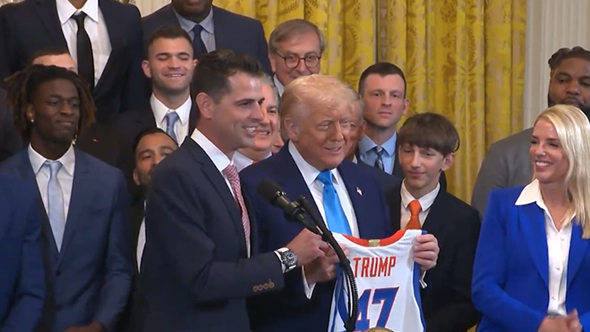 President Trump Jokes About Barron's Height At Florida Gators White House Visit