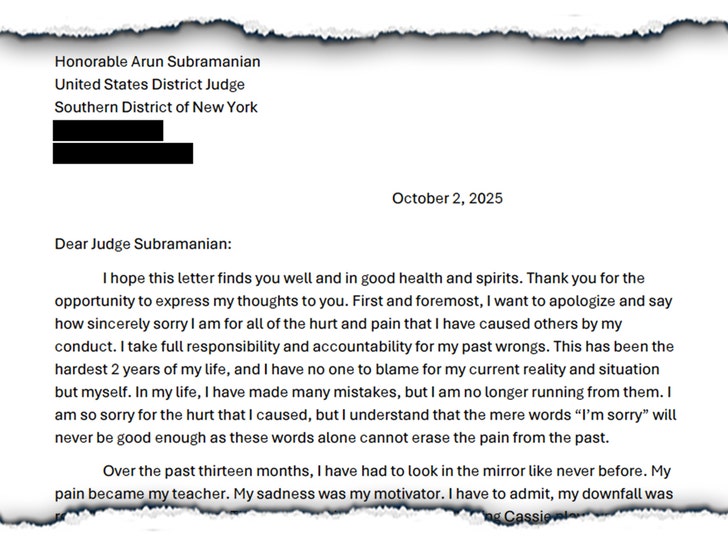 diddy letter to judge doc launch 1