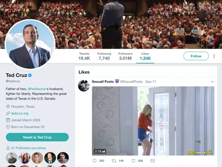 Xxx Rape Video Hard - Ted Cruz In XXX Twitter Scandal, Official Account 'Likes' Hardcore Porn